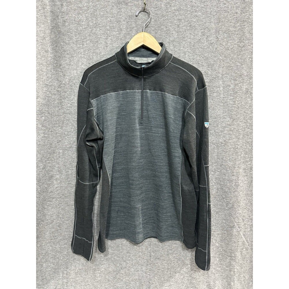 Kuhl Ryzer 1/4 Zip Pullover Gray Brushed Sweater Moisture Wicking Men’s Large